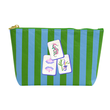 Load image into Gallery viewer, *NEW Mahjong Bag Preppy tile bag | green &amp; blue stripe