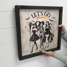 Load image into Gallery viewer, Lets Go Ghouls Witches - Halloween Canvas Word Art - Framed