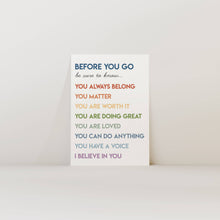 Load image into Gallery viewer, Colorful Before You Go Affirmations Wall Art Print