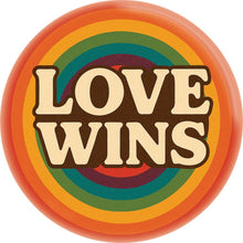 Load image into Gallery viewer, 1.25” Button - Love Wins Rainbow LGBTQ Pride Retro 1970s 