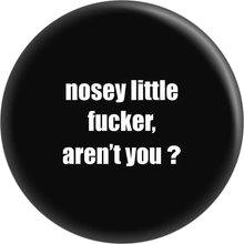 Load image into Gallery viewer, 1” Button - Nosey Little Fucker, Aren’t You? Punk Funny Rude