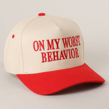 Load image into Gallery viewer, ON MY WORST BEHAVIOR Embroidered Trucker Hat