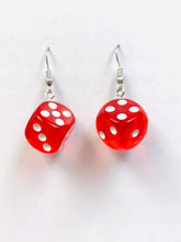 Load image into Gallery viewer, TRANSPAREN BLUE / PURPLE /PINK / RED / FUCHSIA Dice Earrings