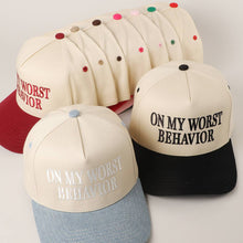 Load image into Gallery viewer, ON MY WORST BEHAVIOR Embroidered Trucker Hat