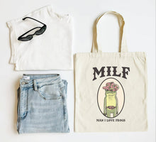 Load image into Gallery viewer, MILF Man I Love Frogs Tote Funny Cowboy Frog Tote Bag