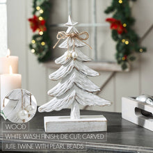 Load image into Gallery viewer, Festive Fir Distressed White Wooden Tree Small 9.5x6x2.25