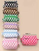Load image into Gallery viewer, CHECKER GINGHAM MAKEUP COSMETIC POUCH BAG
