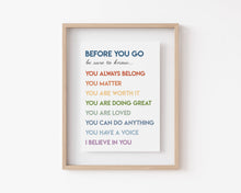 Load image into Gallery viewer, Colorful Before You Go Affirmations Wall Art Print