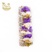 Load image into Gallery viewer, Purple and White Sinuata Flower with White Sage Bundles