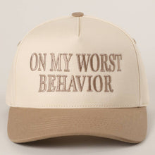 Load image into Gallery viewer, ON MY WORST BEHAVIOR Embroidered Trucker Hat