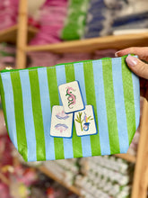 Load image into Gallery viewer, *NEW Mahjong Bag Preppy tile bag | green &amp; blue stripe