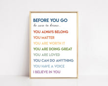 Load image into Gallery viewer, Colorful Before You Go Affirmations Wall Art Print