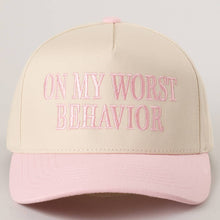 Load image into Gallery viewer, ON MY WORST BEHAVIOR Embroidered Trucker Hat