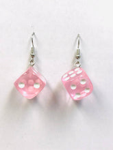 Load image into Gallery viewer, TRANSPAREN BLUE / PURPLE /PINK / RED / FUCHSIA Dice Earrings