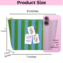 Load image into Gallery viewer, *NEW Mahjong Bag Preppy tile bag | green &amp; blue stripe