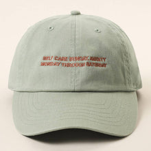 Load image into Gallery viewer, SELF CARE SUNDAY, ANXIETY Embroidered Cotton Baseball Cap