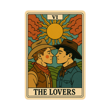 Load image into Gallery viewer, The Lovers Tarot Card Sticker – LGBTQ+ Cowboy Romancev