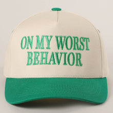 Load image into Gallery viewer, ON MY WORST BEHAVIOR Embroidered Trucker Hat