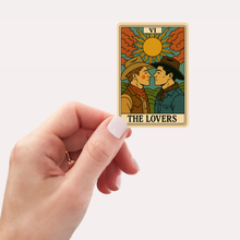 Load image into Gallery viewer, The Lovers Tarot Card Sticker – LGBTQ+ Cowboy Romancev