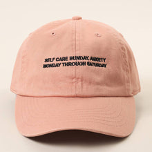 Load image into Gallery viewer, SELF CARE SUNDAY, ANXIETY Embroidered Cotton Baseball Cap