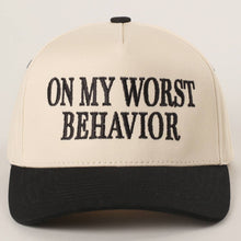 Load image into Gallery viewer, ON MY WORST BEHAVIOR Embroidered Trucker Hat