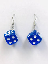Load image into Gallery viewer, TRANSPAREN BLUE / PURPLE /PINK / RED / FUCHSIA Dice Earrings