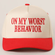 Load image into Gallery viewer, ON MY WORST BEHAVIOR Embroidered Trucker Hat