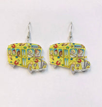 Load image into Gallery viewer, Magic School Bus Earrings Teacher Gift kid's book character