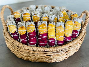 White Sage w/ Dried Rose Petals Smudge Sticks in Bulk